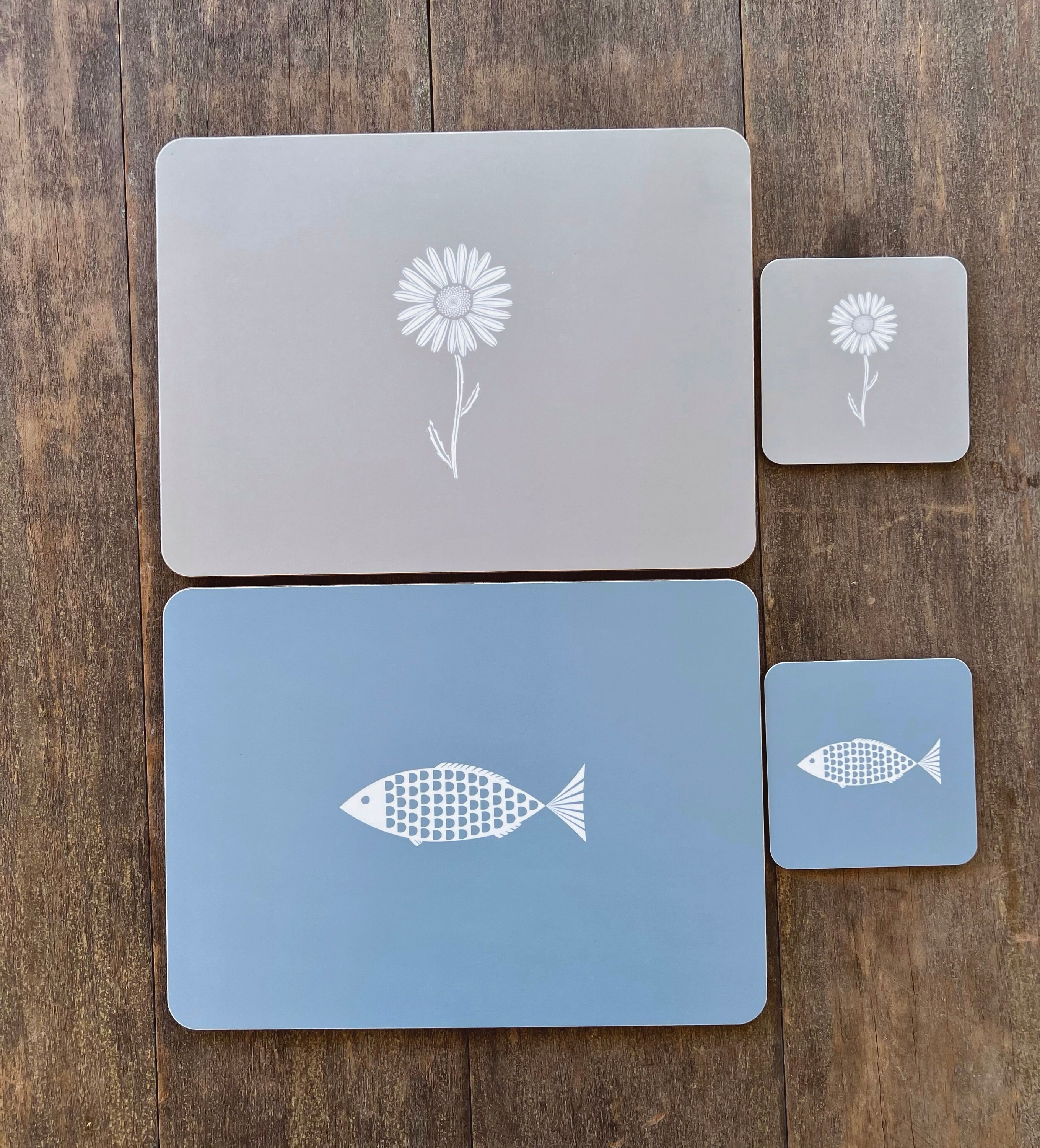 Fish Coasters - Set of Four, Single, Made in the UK - Etsy UK