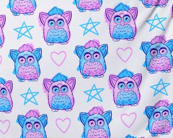 Doodle Furby Throw Blanket - Pink and Blue - Y2K vibes