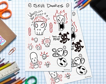 Punk Rock Skull Doodles | Sticker Sheet