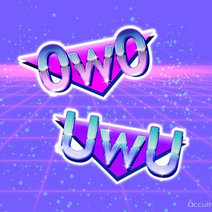 OwO UwU - Vaporwave Inspired Furry Emoticon Stickers