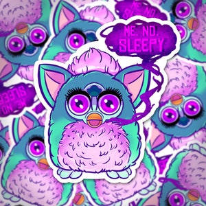 Furby Is Not Sleepy - Spooky, 90s-inspired vinyl sticker | Die cut