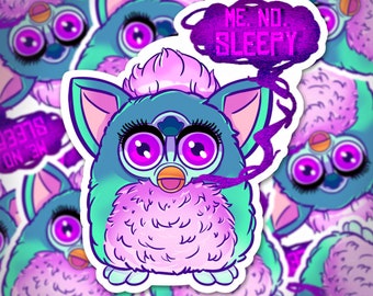 Furby Is Not Sleepy - Spooky, 90s-inspired vinyl sticker | Die cut