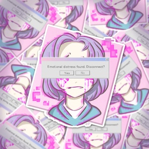 Emotional Distress | Anime/ Vaporwave | Die Cut Vinyl Sticker