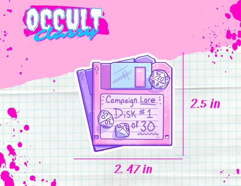 D&D Floppy Disk Sticker | Vinyl Die Cut Sticker 4 Colors | 90s Vibes - Etsy