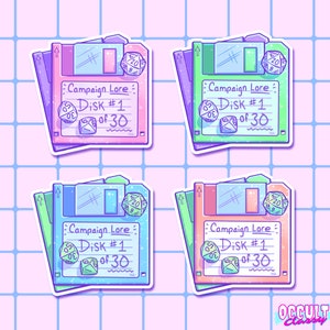 D&D Floppy Disk Sticker | Vinyl Die Cut Sticker 4 Colors | 90s Vibes - Etsy