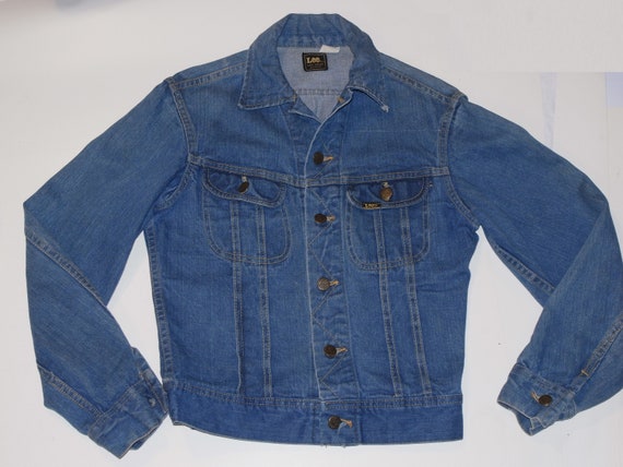 Perfectly Faded Two Pocket USA Cotton Denim Women/'s Small Men/'s XS 70s Lee Jean Jacket
