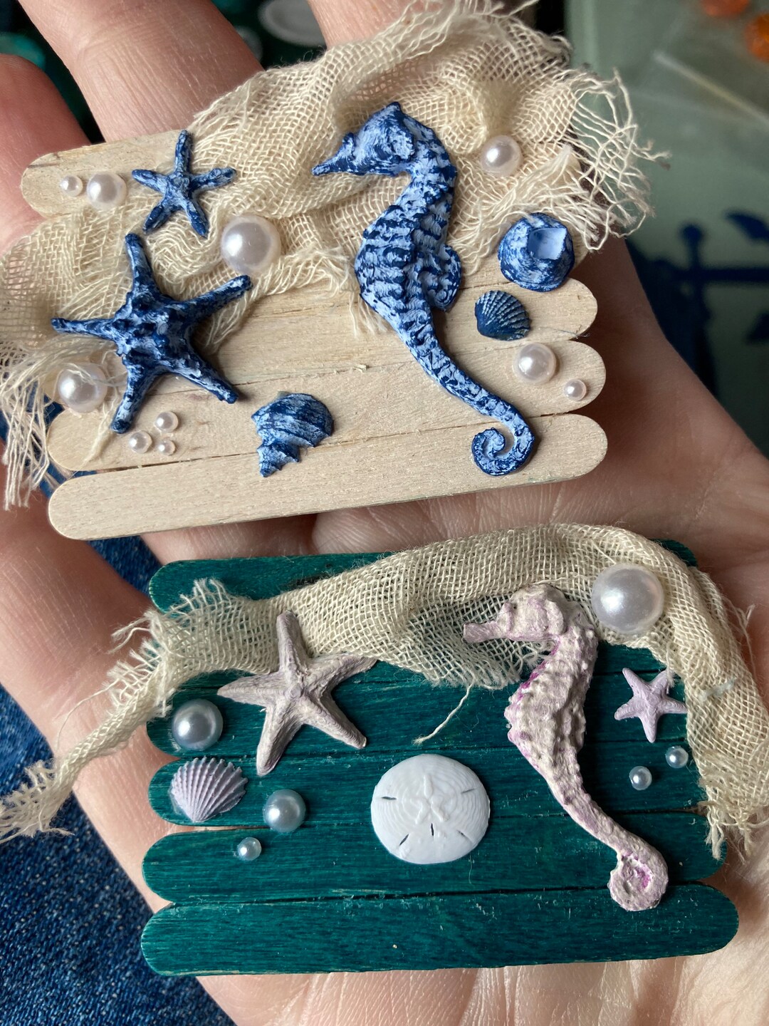 Miniature Seahorse Themed Wall Decorations for Dollhouse, Beachouse