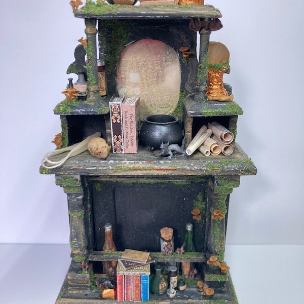Miniature witch,apothecary fireplace 1/12 scale for dollhouse, diorama, vignettes witches house , curiosity cabinet