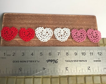 miniature heart crochet doilies set 1/12 scale