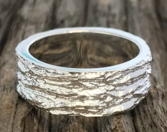 Ash Bark Ring in Sterling Silver