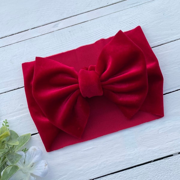 Red velvet baby headwrap, red velvet baby headband, red velvet