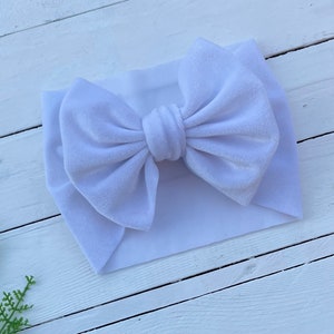 White velvet head wrap, white velvet headband, white velvet bow, white velvet
