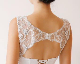 Rhinestone Keyhole Wedding Dress Straps, Beaded Bridal Sleeves #124, Bridal Straps Accessories