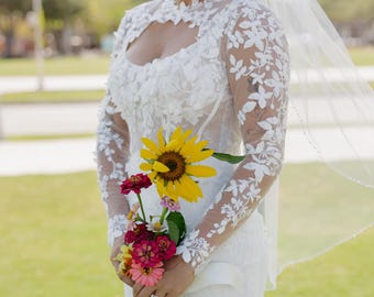 3D Floral Vine Lace Bridal Bolero | Sheer Long Sleeve Wedding Jacket | Vine  Lace Wedding Cover Up | 3D Vine Lace Bridal Shrug | Custom Made