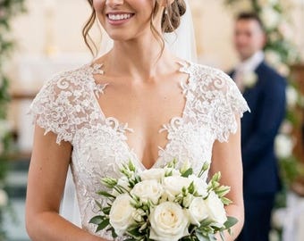 Appliqué Hochzeit Schultergurte, Braut Spitzenkappe Riemen, Spitze brida Flügelärmel, Brautschulter Ärmel, abnehmbare Brautkleid Riemen