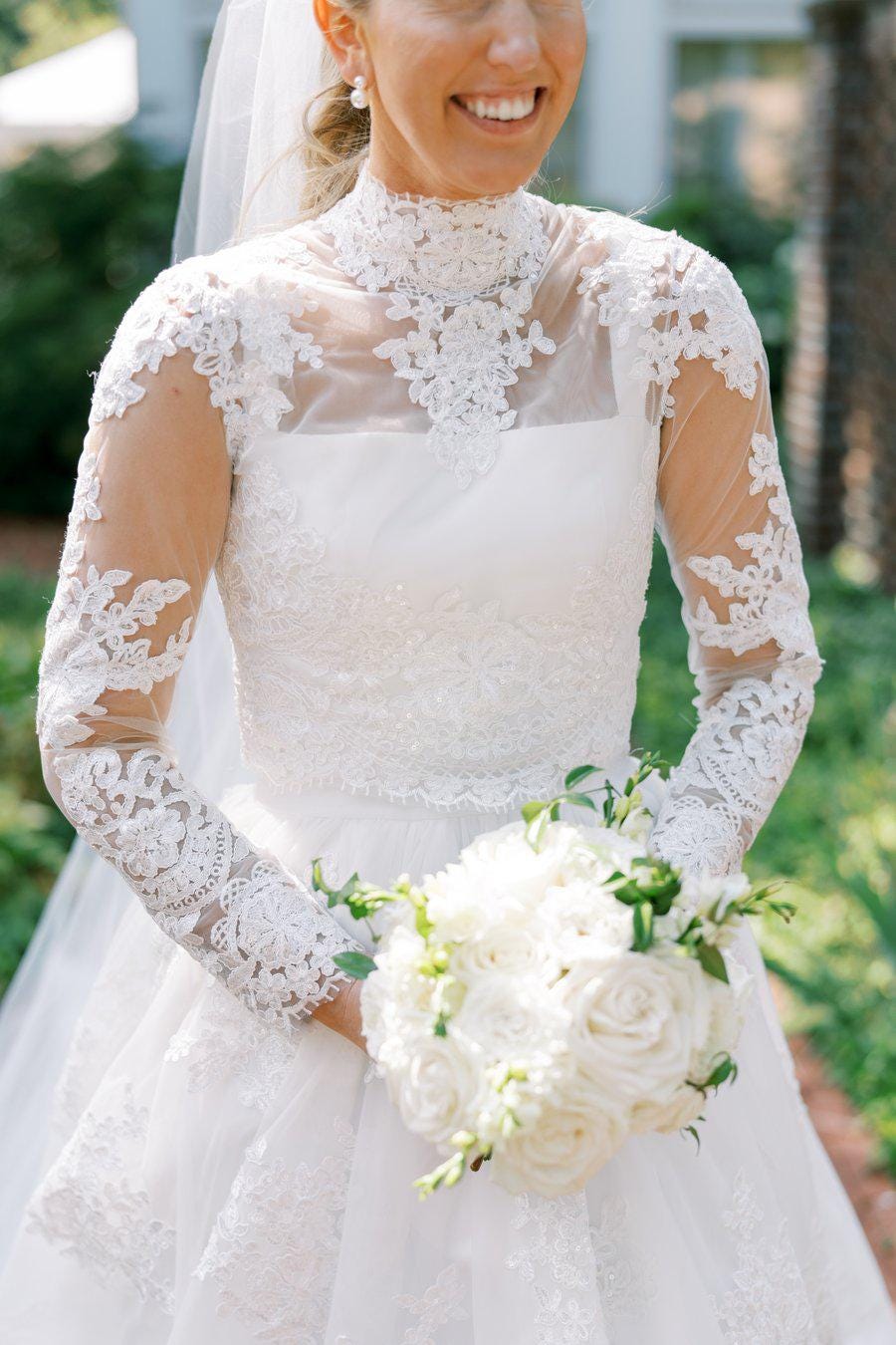 chinese dress ladies Swarovski Beaded Lace Wedding Dress with Keyhole Back