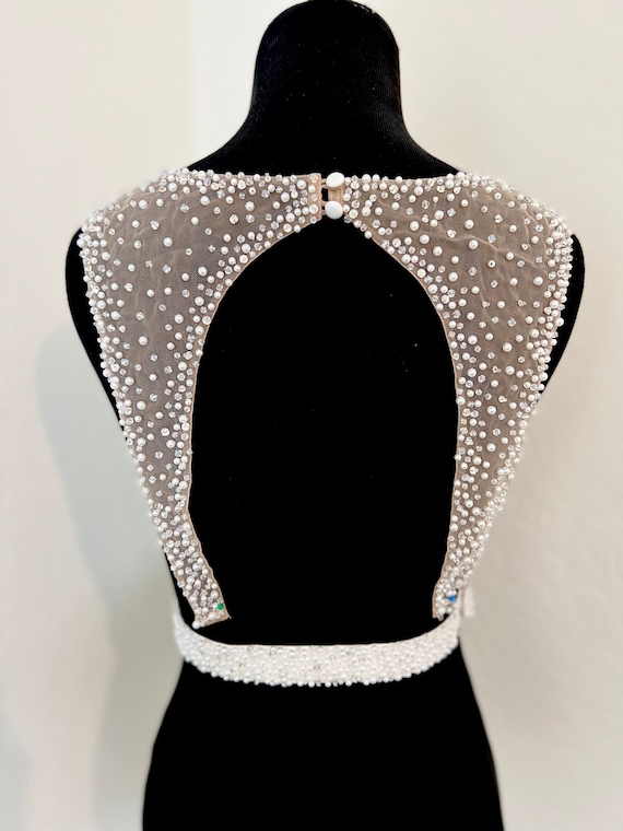 Custom Nude Keyhole Bridal Straps #120, Crystal Wedding Dress Keyhole Straps, Pearl Beaded Keyhole Straps, Rhinestone Keyhole Sleeves