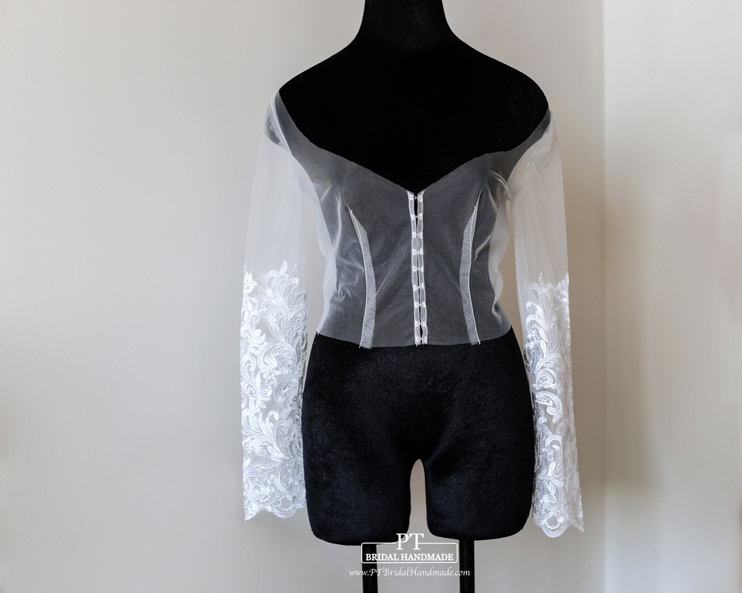 Custom Long Sleeve Bridal Topper #144, Wedding Dress Topper, Lace ...