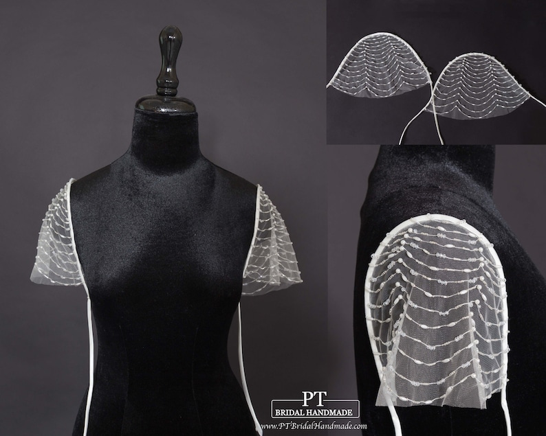 Detachable Bridal Cap Sleeves 65 Bridal Straps Beaded Cap Etsy UK
