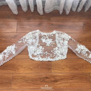 Custom Floral Bolero #115, Custom Wedding Dress Bolero, Custom Bridal Jacket , Wedding Dress Bolero and Jacket , Long sleeves bridal jacket