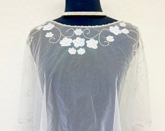 Short sheer  Wedding Lace Cape #17, Sheer Lace Bolero, Sheer Lace Cape, Bridal Lace Cover Up, Illusion Wedding lace bolero,  Wedding Cape