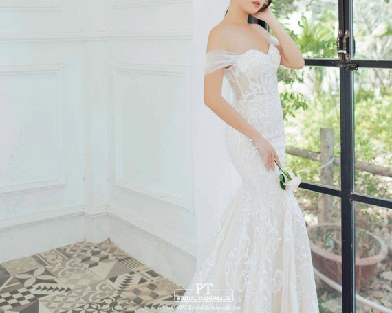 detachable off shoulder sleeves for wedding dress