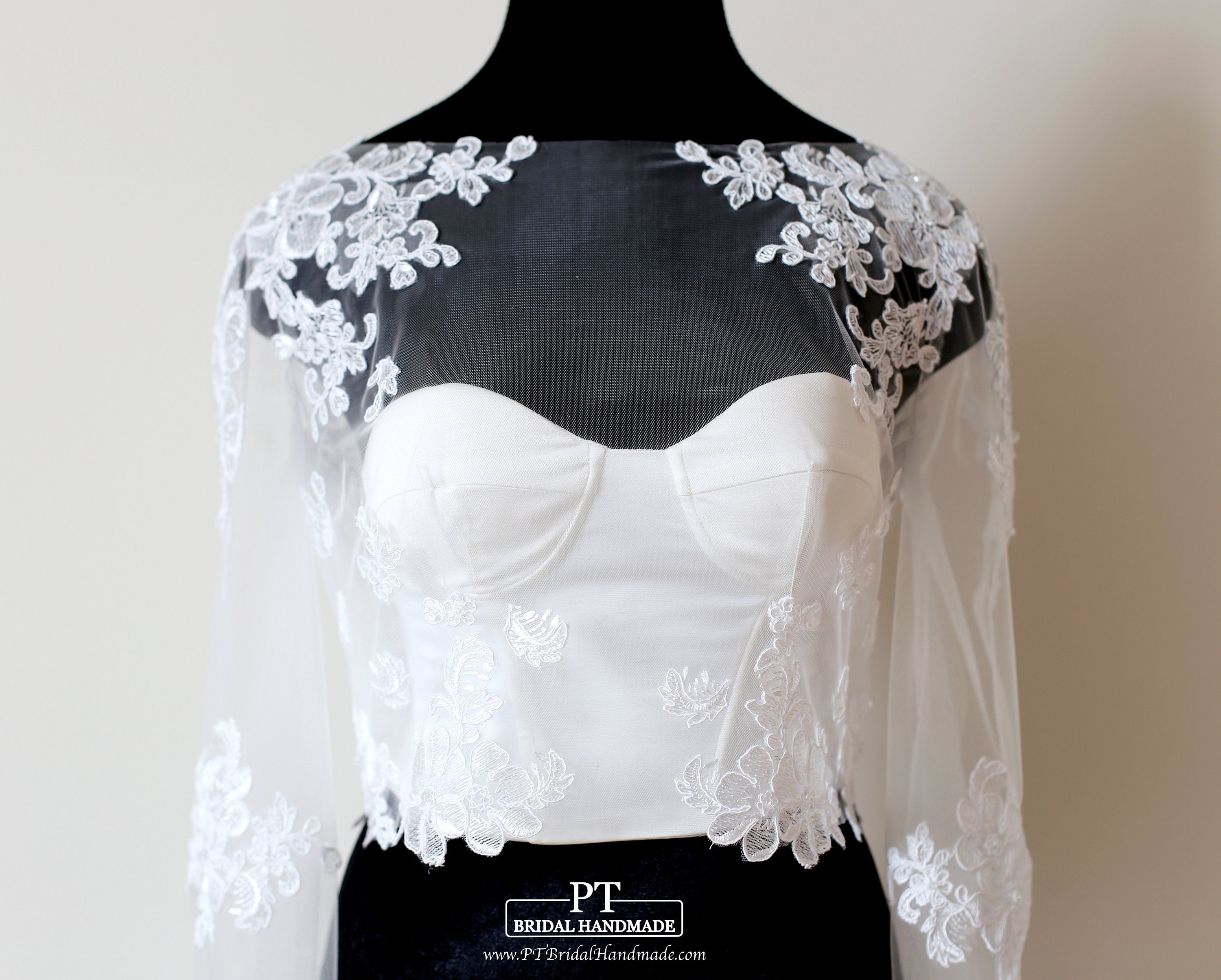 Illusion Long Sleeve Lace Bridal Topper 145 Sheer Bridal - Etsy