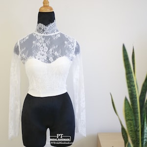 Long sleeve Turtle Neck Topper #152, Long Sleeve Bridal Top, Long Sleeve Wedding Bolero, Bridal Top,Custom Bridal Dress Top