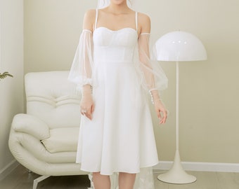 Detachable Tulle Bridal Sleeves #612, Puffy Detachable Sleeves for Wedding Gown, Sheer Sleeves Boho Style