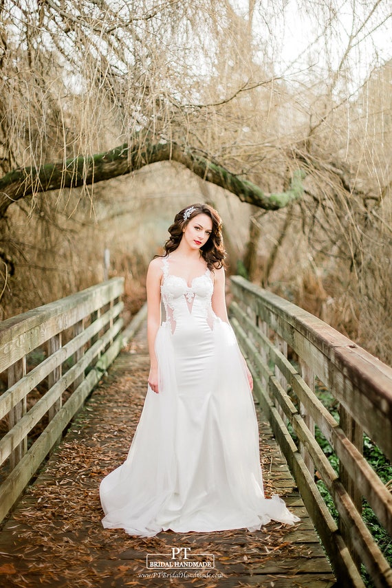 Removable OverSkrit Tulle Wedding Dress #74, Bridal Train, Wedding Train, Detachable Skirt, Wedding Overskirt , Removable Skirt