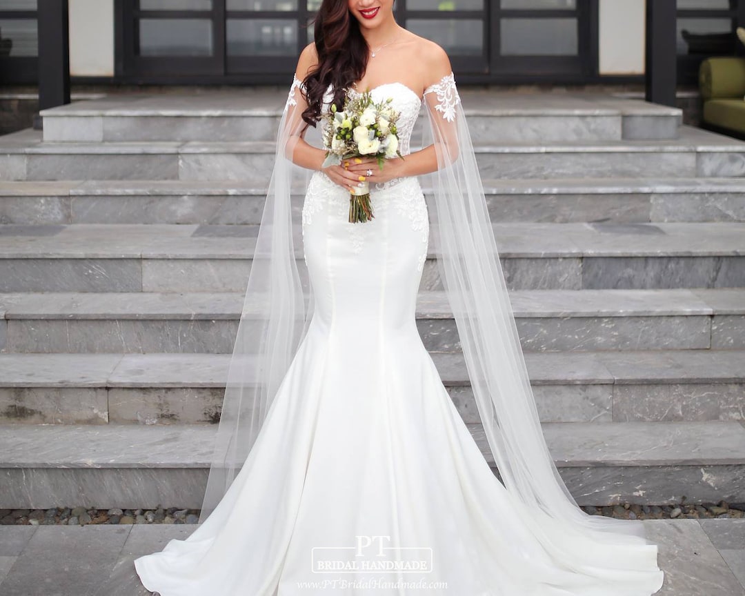 Bicep Bridal Cape Veils #174, Lace Bridal Bicep Straps, Bridal