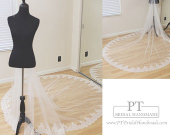 Tren nupcial desmontable, Tren nupcial desmontable de la catedral, Tren desmontable, Tren de bodas de encaje, Tren catedral personalizado # 21