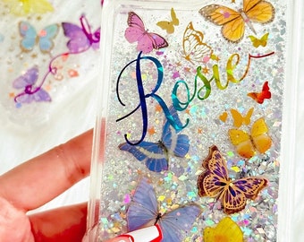 Colorful Sparkle Glitter Butterflies monarchs | Glitter | gardener gift | fairy | Spring | plants flowers | phone case | Mother’s Day