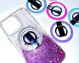 Crystal Rhinestone Magnetic Phone Grip: MagSafe Compatible Phone Ring Stand