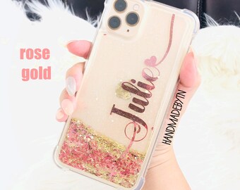 Rose Gold Glitter Phone case Samsung Note 20 ultra, Note 20 case, iPhone Xs max case iPhone Xs iPhone 11 case iPhone 12 pro max iPhone 12