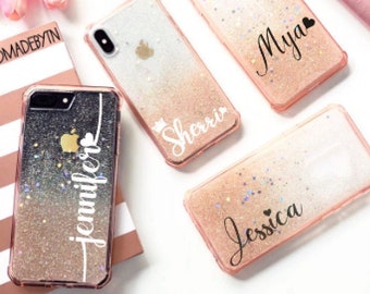 Rose Gold glitter iPhone 11 case iPhone 13 case iPhone Xs case iPhone 8 plus case iPhone 11 pro case iPhone 11 pro max case iPhone 12