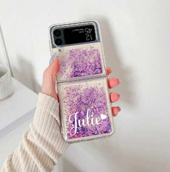 Purple Lavender Samsung Flip 3 Case Flip 4 Case Moving Glitter Etsy
