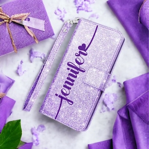 Funda con purpurina morada para iPhone 15, funda para iPhone 16 Pro Max, funda para iPhone 13, funda para iPhone 14 Pro Max, funda para Samsung Galaxy S25 Ultra, S23+, S22, S24