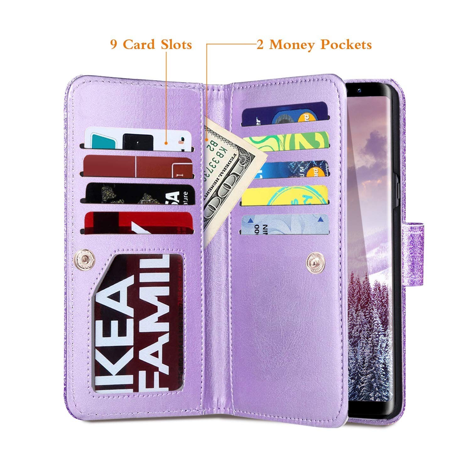 Purple glitter Wallet Phone case iphone 8 case iPhone XR case Etsy