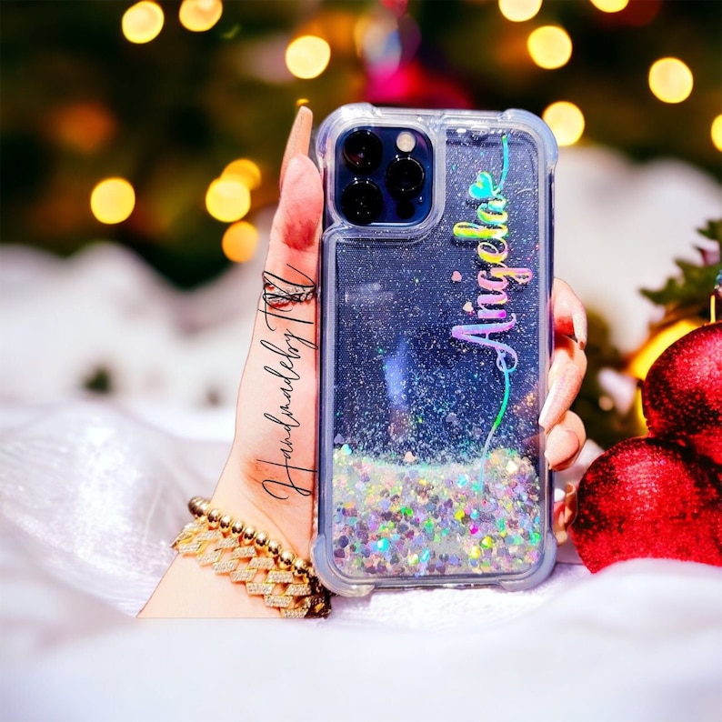 Bling Glitter iPhone 15 case iPhone 15 pro max iPhone 13 case iPhone 14 case iPhone 14 pro max case Galaxy S24 ultra S23 Ultra S22 Plus Moving Glitter +name