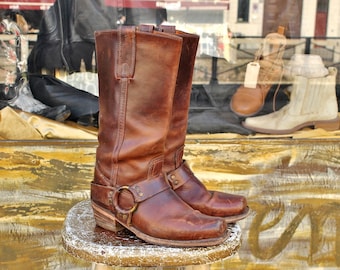 STIVALI PELLE COWBOY texani vintage FRYE originali marrone STIVALI PELLE COWBOY texani vintage FRYE originali marrone