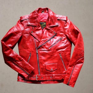 Veste en cuir rouge pour homme Guendj Milano