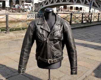 Harley Davidson Vintage Original Biker Leather Motorcycle Jacket Size L