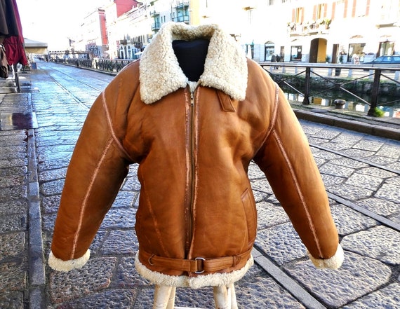 Shearling sheepskin vintage tobacco shearling leat
