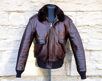 Schott brown leather jacket vintage 90s original size 46 (L)