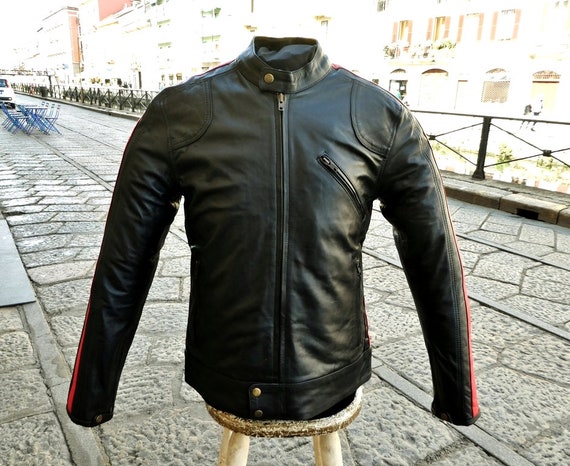 Giubbotto giacca chiodo vera pelle metal rock punk moto Guendj Milano Made Italy