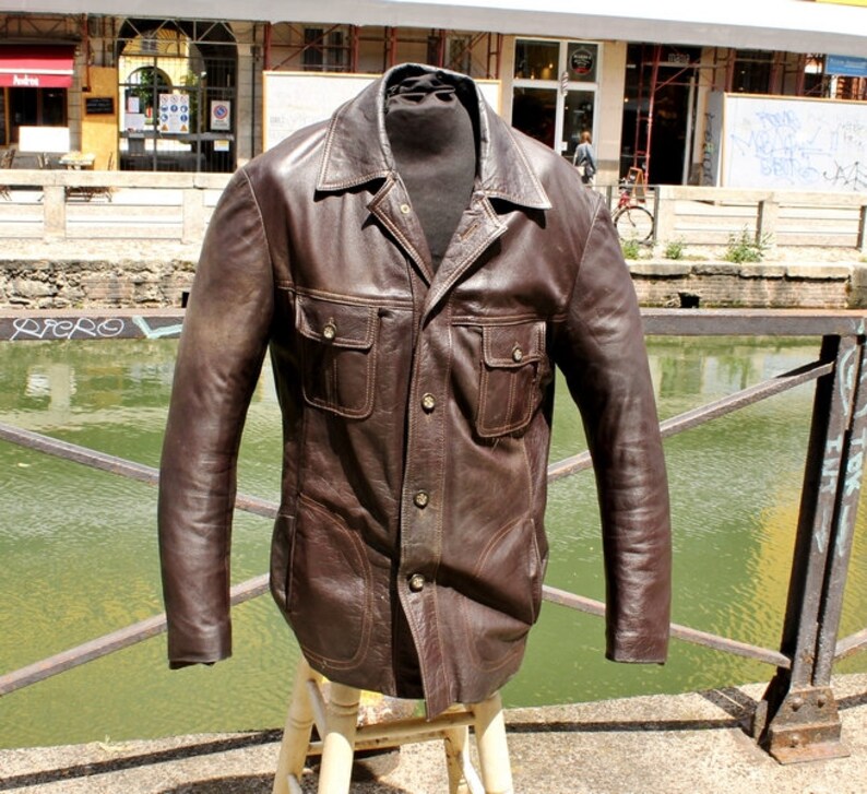 Leather Jacket Dark Brown Vintage Model Levi S Style Size L