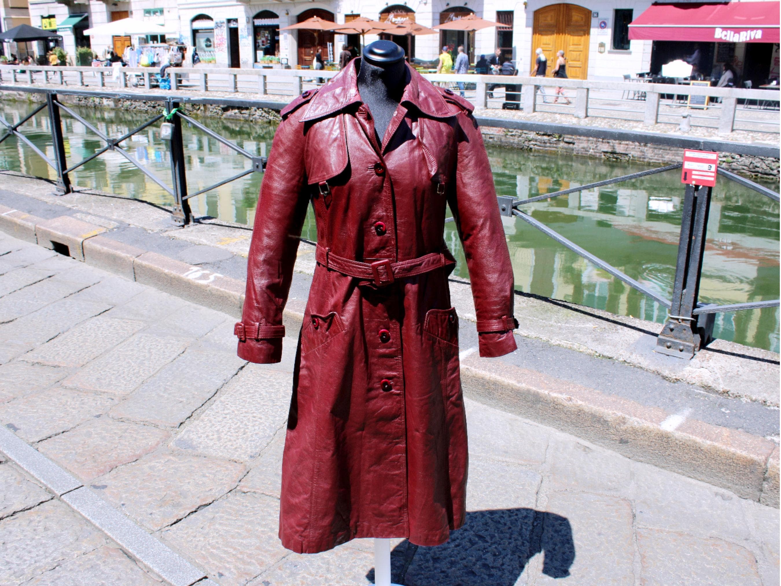 70s Leather Trench - Etsy