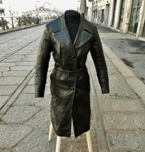 Original women's leather vintage leather black 70s