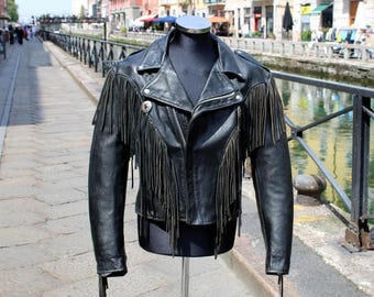 Schott Perfecto vintage fringed leather jacket, size 44 US (M/L)
